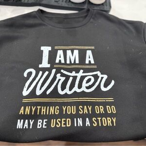 Black Graphic Sweatshirt with Writer Print